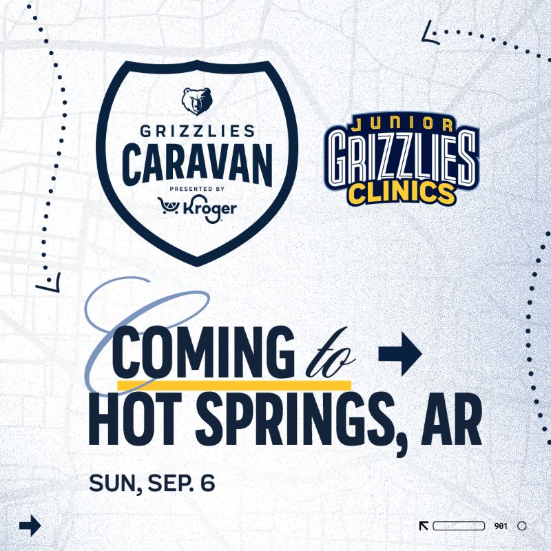 Grizzlies Caravan, junior clinics coming to Hot Springs, AR Sunday, September 6.